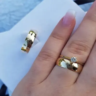 Alianças de Ouro 18k 6mm 6grs Casamento + Anel Solitário - artesanato de TM JOIAS