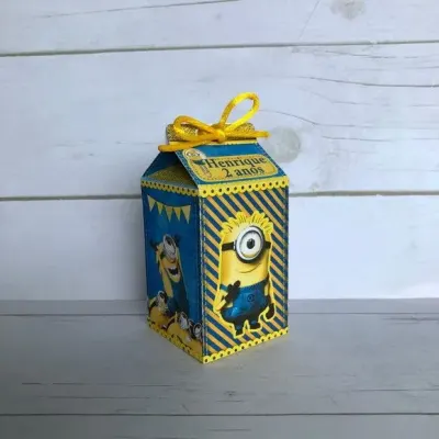 Mini Caixa Milk Minnions - artesanato de Fina Essência Papelaria Personalizada