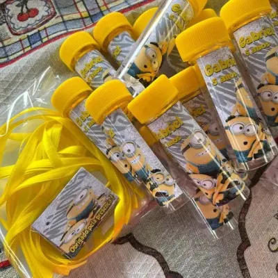 Bolha de Sabão Minions Personalizada - artesanato de Artmanha Lembrancinhas