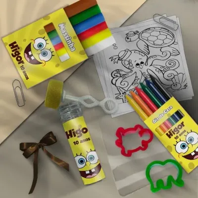 Kit Massinha Infantil Bob Esponja Personalizado - artesanato de Mi Papelaria Criativa