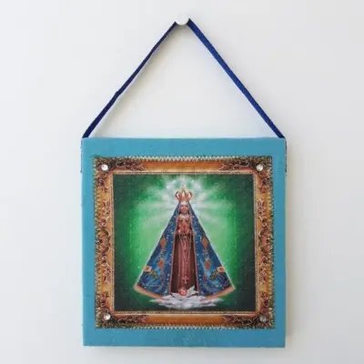 Quadrinho de Feltro Azul N. S. Aparecida - artesanato de Estudio Bananeira