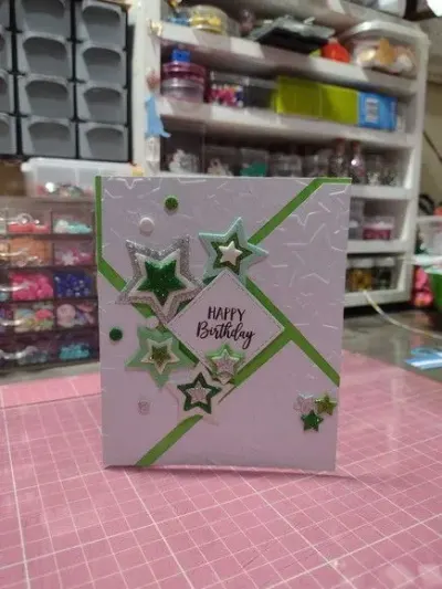 Cartão de Aniversário - Brilho Estelar - artesanato de Ateliê de Criação Usina Caseira