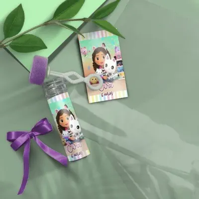 Bolha de Sabão - Casa Mágica da Gabby Personalizado - artesanato de Mi Papelaria Criativa
