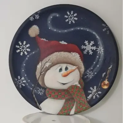 Prato Decorativo MDF - Alegria de Natal - artesanato de Flor Seca Casa e Ambiente