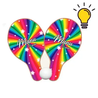 Raquete Ping Pong - Arco Iris - artesanato de Mi Papelaria Criativa