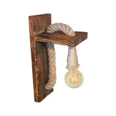 Arandela De Parede Madeira Rustico Corda Retro Promoçao - artesanato de DASERRA ARTE EM MADEIRA
