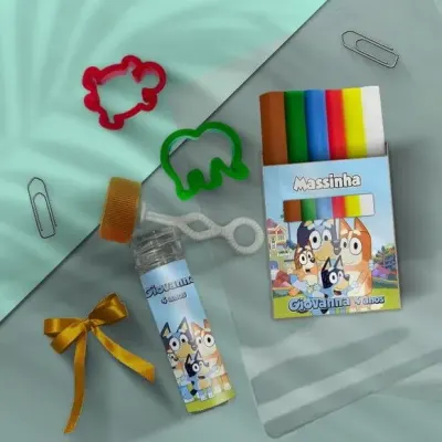 Kit Massinha + Bolha - Bluey Personalizado - artesanato de Mi Papelaria Criativa
