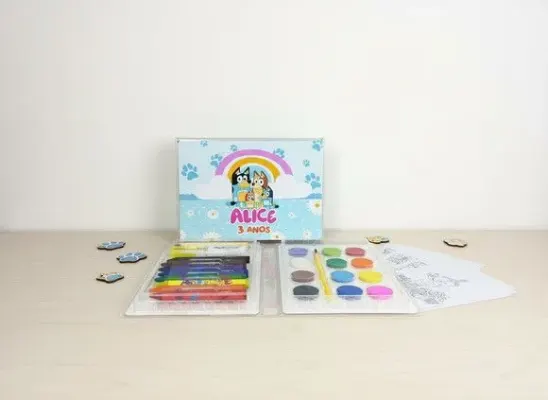 Estojo de Pintura - Bluey Personalizado - artesanato de Mi Papelaria Criativa