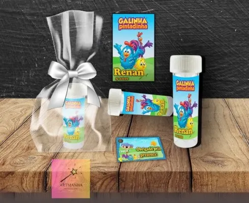 Bolha de Sabão Galinha Pintadinha Personalizada - artesanato de Artmanha Lembrancinhas