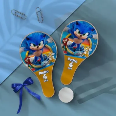 Raquete Ping Pong - Sonic Personalizada - artesanato de Mi Papelaria Criativa