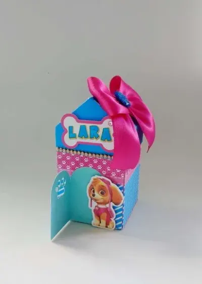 Caixa Casinha Patrulha Canina Rosa Sky - artesanato de Fina Essência Papelaria Personalizada