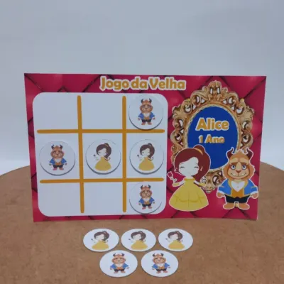 Lembrancinhas Jogo da Velha Personalizado Tema Bela e a Fera - artesanato de Ed  Silva Papelaria de Festa Infantil