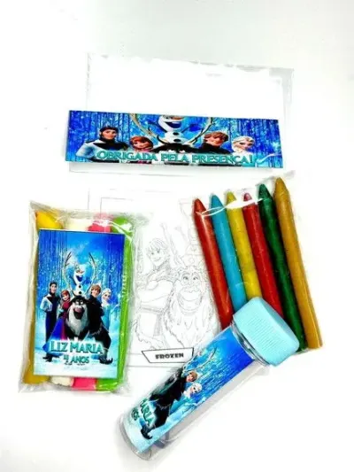 Kit Massinha + Giz + Bolha Frozen Personalizado - artesanato de Mi Papelaria Criativa