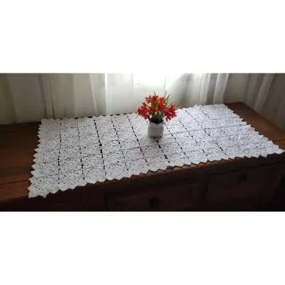 Caminho de Mesa em Crochê Branco - artesanato de Mari Crochê feito com carinho!