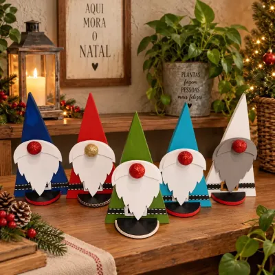 Papai Noel / Gnomo - artesanato de Crismosaico & madeiras