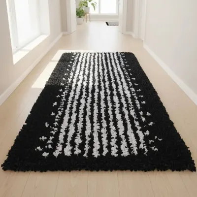 Tapete Passadeira Preto e Branco - artesanato de Ateliê Eclética Art