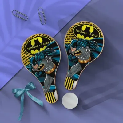 Raquete Ping Pong - Batman Personalizada - artesanato de Mi Papelaria Criativa