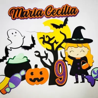 Topo de bolo bruxinha halloween - artesanato de PAPCRIE