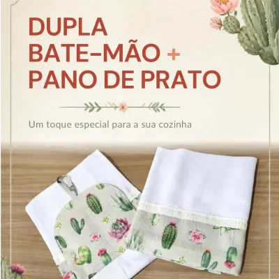 Kit 2 peças - Pano de prato e bate mão 7 - artesanato de Djulik