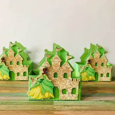 Caixa Castelo Princesa Tiana - artesanato de Fina Essência Papelaria Personalizada