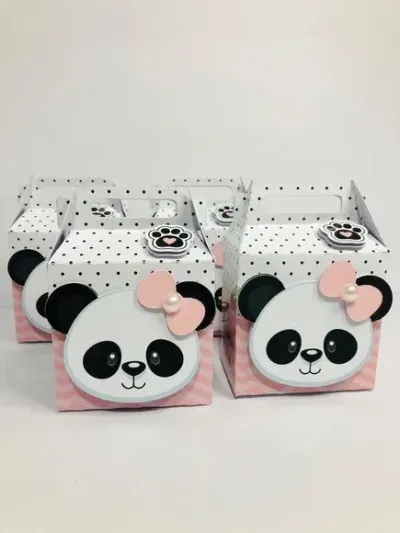 Caixa Mini Maleta Panda - artesanato de Fina Essência Papelaria Personalizada