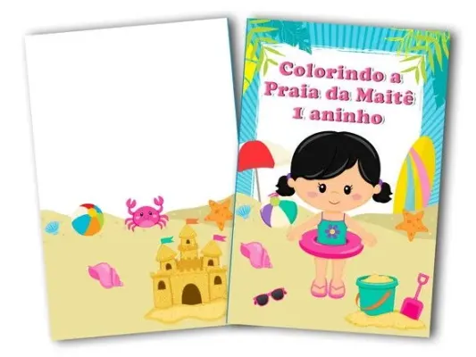 revista para colorir Praia 14x10 - artesanato de PAPCRIE