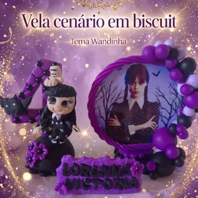 Vela Wandinha Topo Cenário em Biscuit - artesanato de DN ARTS EM BISCUIT