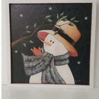 Quadro Decorativo Frio na Neve - Natal - artesanato de Flor Seca Casa e Ambiente