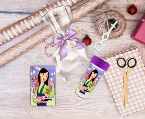 Bolha de Sabão Mulan Personalizada - artesanato de Artmanha Lembrancinhas