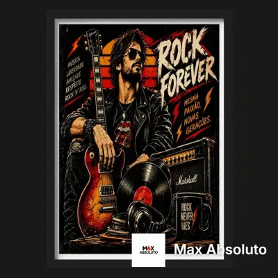 Quadro Rock Forever Estilo Vintage A3 - artesanato de Max Absoluto