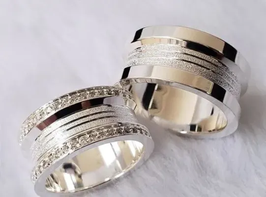 Par Alianças Prata 950 Namoro Italiana 10mm + Anel Compromiso - artesanato de TM JOIAS