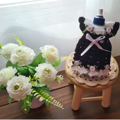 Capa para Adoçante 100 ml (Vestidinho) Parte 4 - artesanato de Mari Crochê feito com carinho!