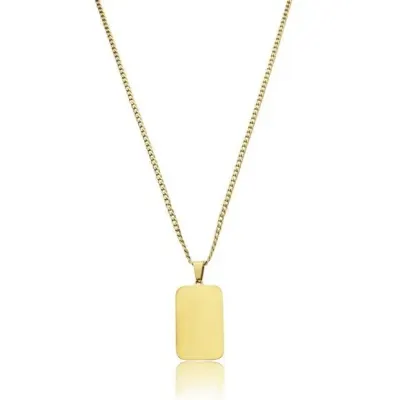 Colar + Pingente Liso Retângular Banhada 1,9x3,1cm - artesanato de TM JOIAS