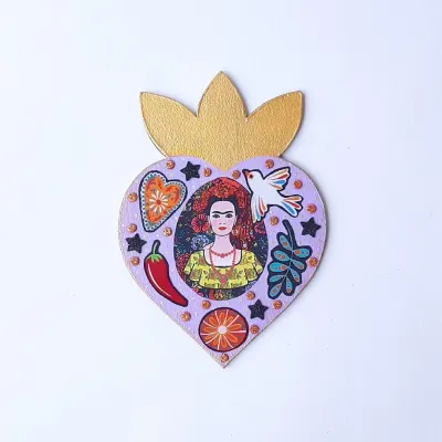 Enfeite de Parede Frida Coração - artesanato de Estudio Bananeira