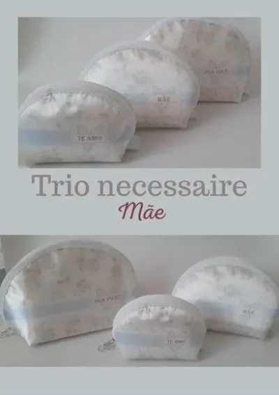 Trio de necessaire - Mãe - artesanato de Innovare Studio