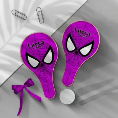 Raquete Ping Pong - Homem Aranha Personalizada - artesanato de Mi Papelaria Criativa