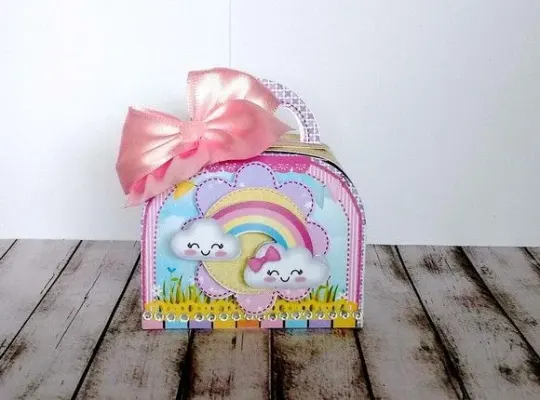 Caixa Mini Maleta Chuva De Amor - artesanato de Fina Essência Papelaria Personalizada