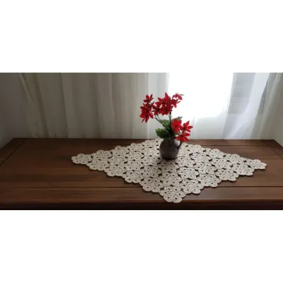 Centro de Mesa em Crochê Mini Flor Cru - artesanato de Mari Crochê feito com carinho!