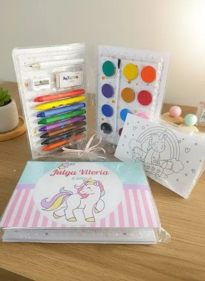 Estojo de Pintura - Unicórnio Personalizado - artesanato de Mi Papelaria Criativa