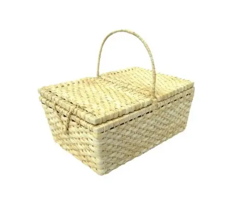 Cesta De Piquenique Palha De Milho M 42x25x19 - artesanato de Mundo Urbano