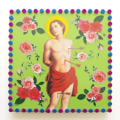 Quadrinho de Azulejo São Sebastião - artesanato de Estudio Bananeira