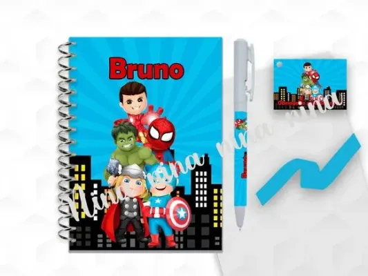 Bloquinho Grande com Caneta Vingadores Personalizada - artesanato de creativitybynina