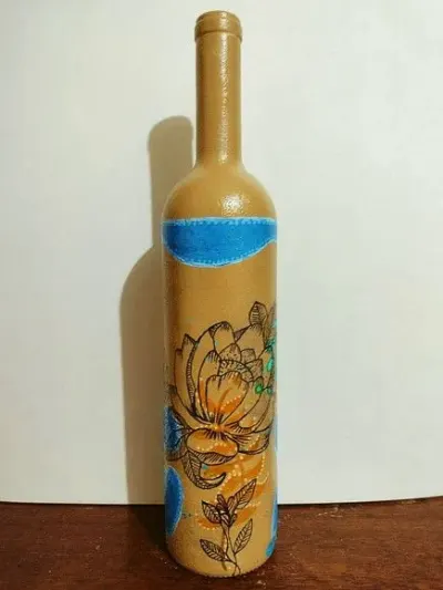 Garrafa Decorativa Anjos e Flores I - artesanato de Ateliê de Criação Usina Caseira