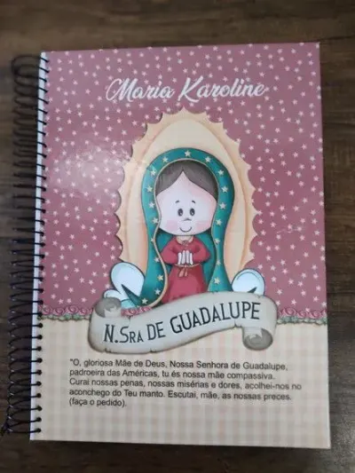Caderno Capa Dura Grande Espiral 80fls - N S Guadalupe - artesanato de Emejhu Personalizados