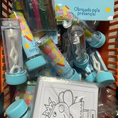 Kit Massinha + Giz + Bolha Porquinha Rosa Personalizado - artesanato de Mi Papelaria Criativa