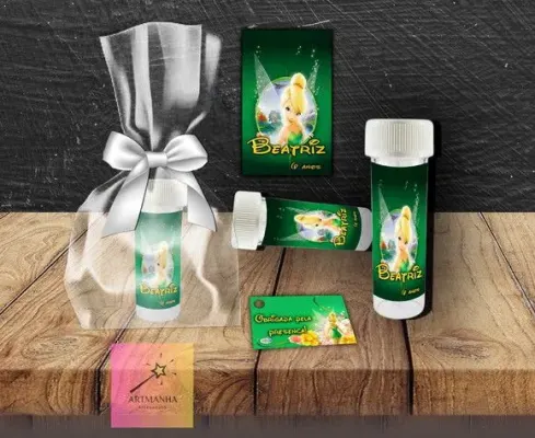 Bolha de Sabão Tinker Bell Personalizada - artesanato de Artmanha Lembrancinhas