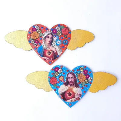 Enfeite de Parede Sagrado Coração - artesanato de Estudio Bananeira