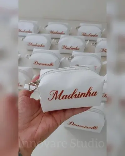 Necessaire Mini Box - Branco e Terracota - artesanato de Innovare Studio