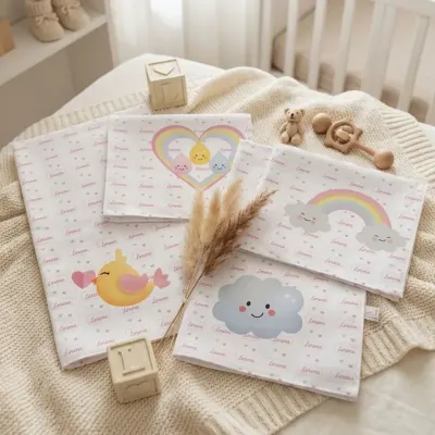 Kit 4 Paninhos de Boca Personalizados Chuva de Amor - artesanato de Innovare Studio