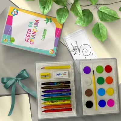 Estojo de Pintura 24pç - Crianças Personalizado - artesanato de Mi Papelaria Criativa